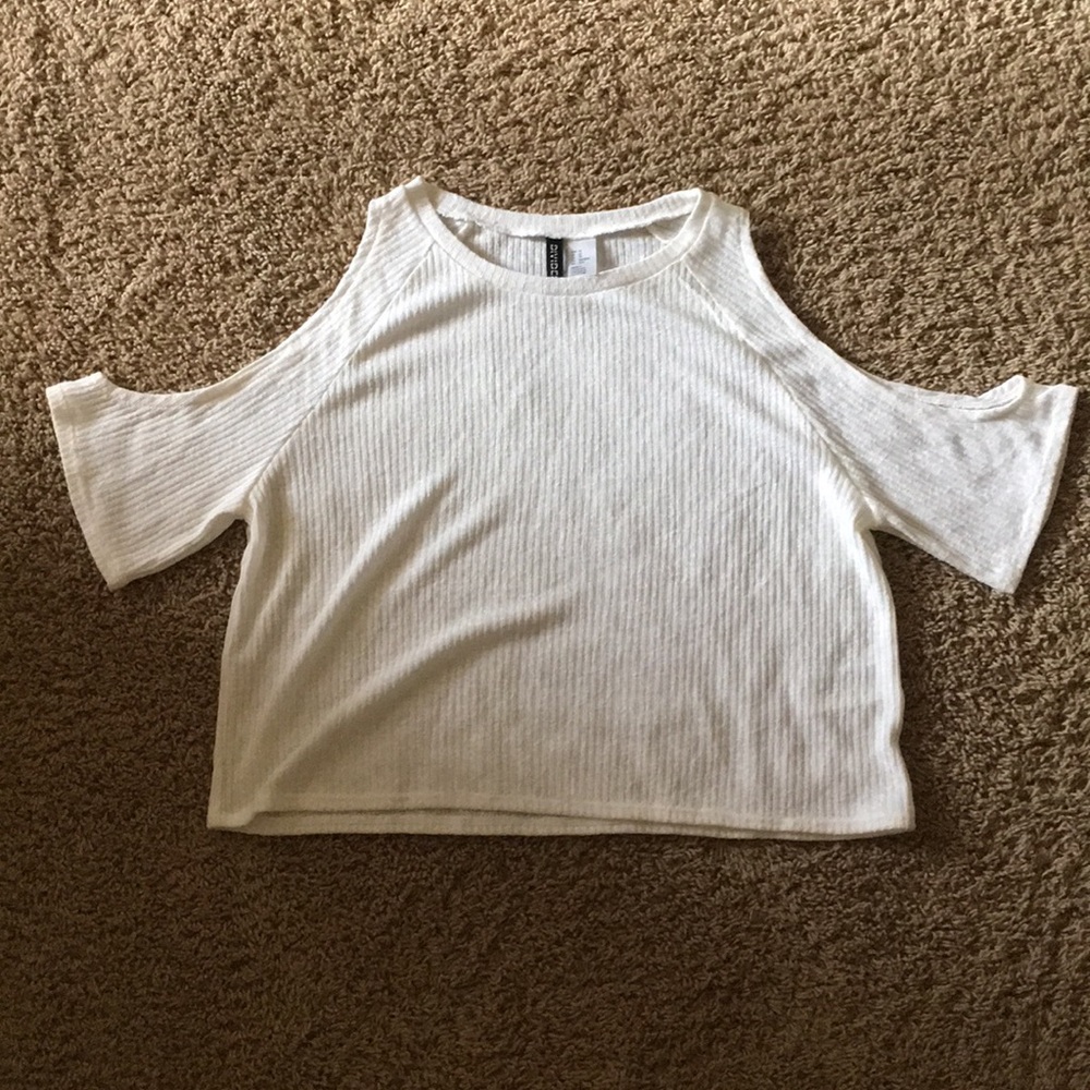 H&M white shoulder cut out top